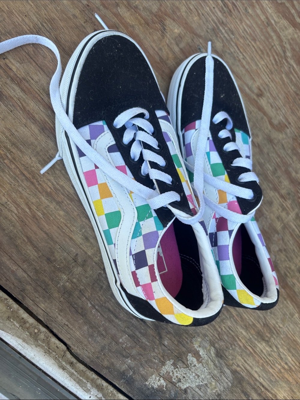 Checkerboard Low-Top Sneakers in Black + Multi